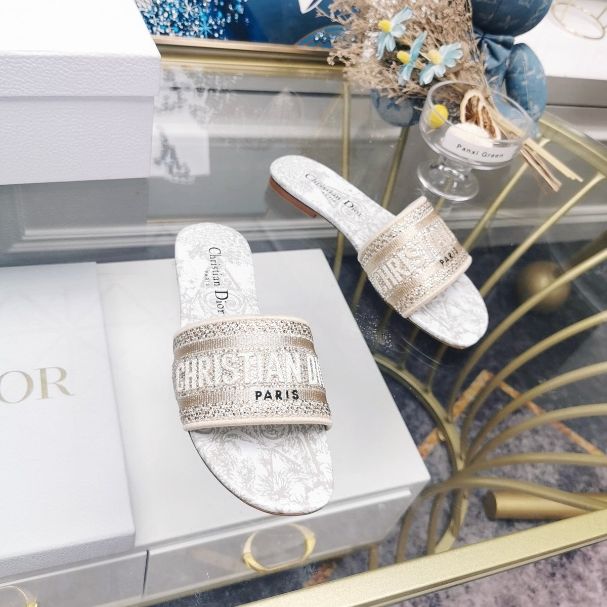 DIOR CD Mule Dway Slide 10mm Multi-motifs Style 18
