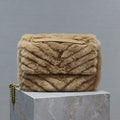 NIKI MEDIUM 28 IN DARK BEIGE RABBIT FUR