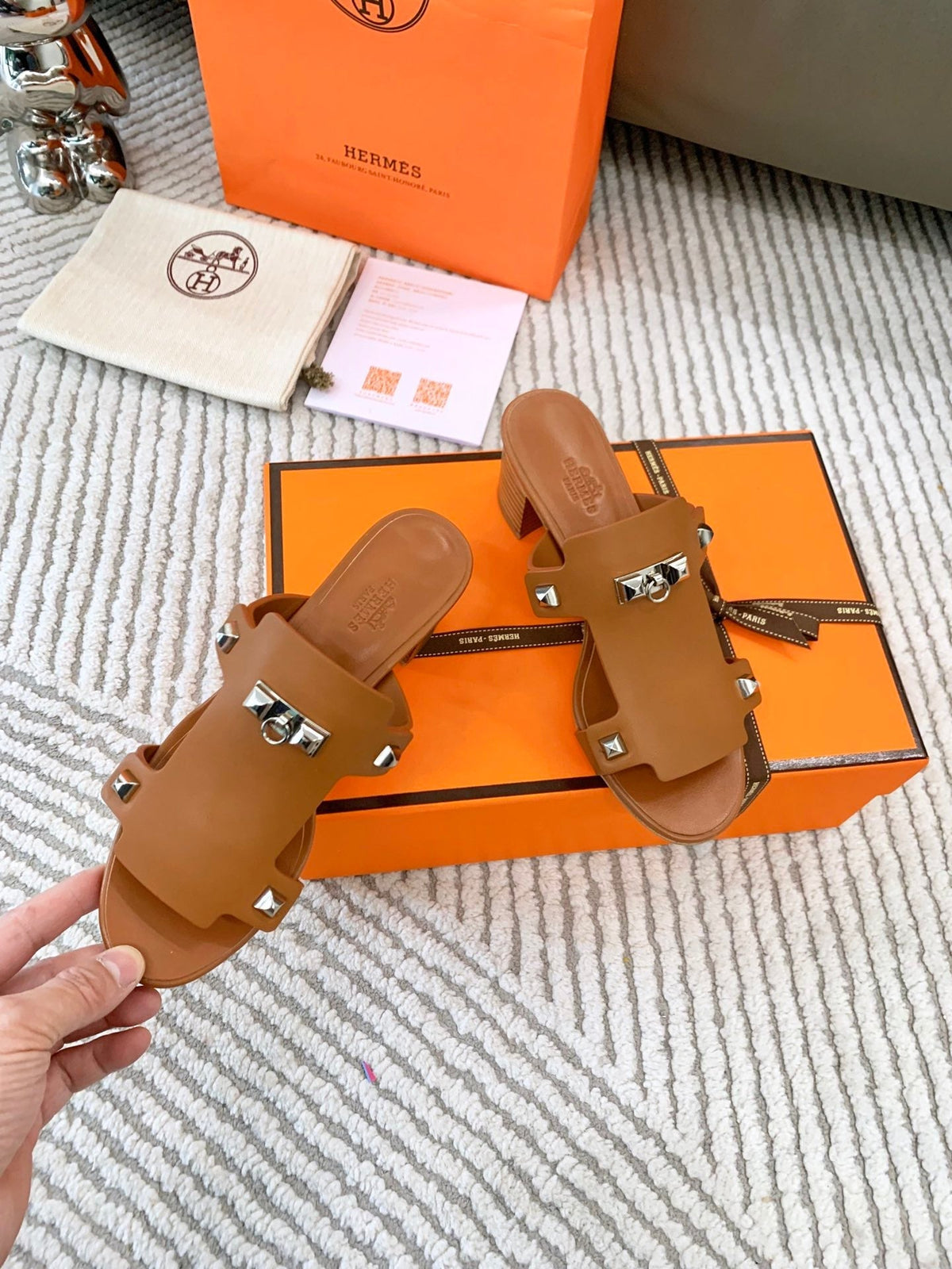 HERMES INVINCIBLE 50 SANDAL IN BRONZE BROWN CALFSKIN
